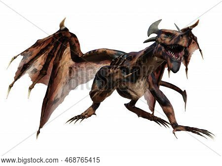 3D Rendering Fairy Tale Dragon On White