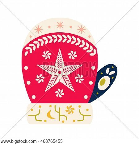 Vector Cartoon Cute Christmas Mitten Illustration Isolated