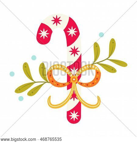 Vector Cartoon Cute Christmas Candy Cane Illustration Isolated