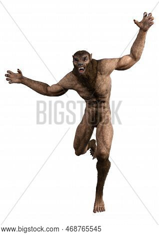 3d Rendering Of A Werewolf Or Lycanthrope Isolated On White Background
