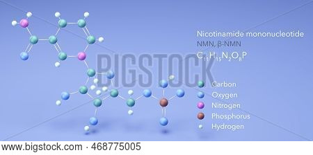 Molecule Nicotinamide Mononucleotide, Molecular Structures, Nmn, Beta-nmn 3d Model, Structural Chemi