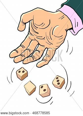 Hand Rolls 2023. Business Man Rolls The Dice With 2023. The Man Realized That 2023 Had Come.