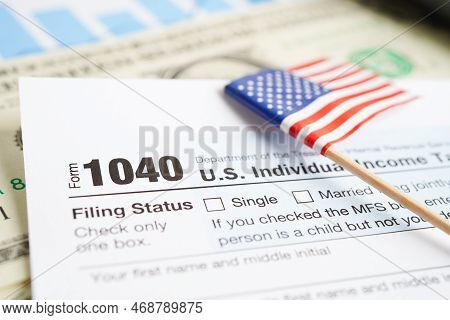 Tax Form 1040 U.s. Individual Income Tax Return, Business Finance Concept.