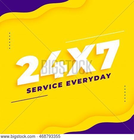 24 Hours And 7 Days Service Availability Fluid Style Poster Vector
