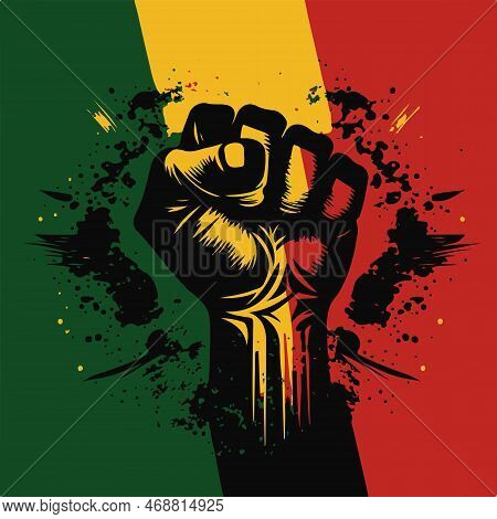Clenched Fist With Pan African Colors Representing Streng In The Black History Month
