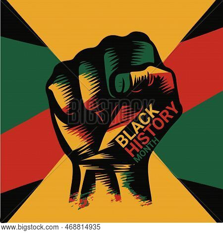 Clenched Fist With Pan African Colors Representing Streng In The Black History Month