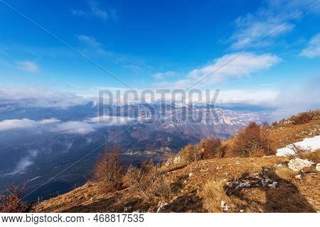 Adige Valley And Monte Baldo (baldo Mountain), From The Mountain Peak Of Corno D'aquilio, Lessinia P