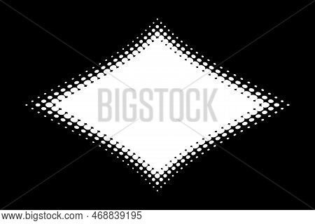 White Halftone Dots Curved Gradient Pattern Texture Background. Curve Dotted Rhombus Using Halftone 