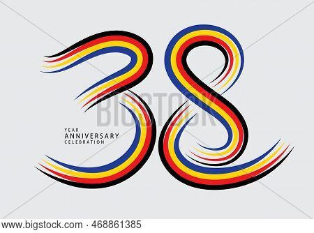 38 Years Anniversary Celebration Logotype Colorful Line Vector, 38th Birthday Logo, 38 Number, Banne