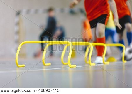 Futsal Training Field. Indoor Soccer Training During The Winter. Physical Education Unit Of Soccer. 