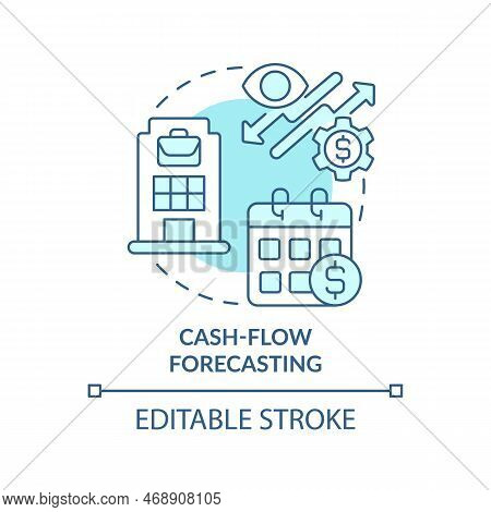 Cash-flow Forecasting Turquoise Concept Icon. Treasury Management System Function Abstract Idea Thin