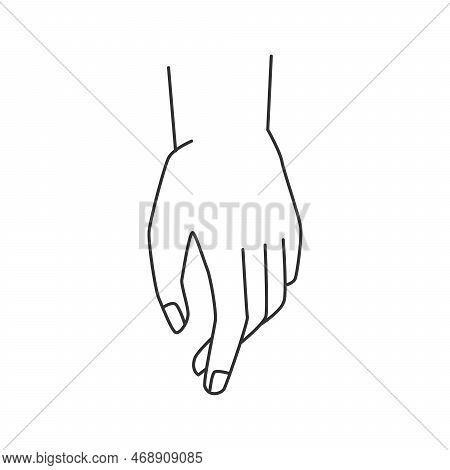 Hand Gesture, Non Verbal Communication, Abstract Line Icon. Isolated Palm And Index Finger. Woman Fi