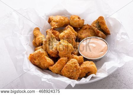 Fried Catfish Nuggets Served With Remoulade Sauce