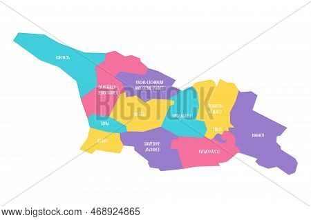 Georgia Political Map Of Administrative Divisions - Regions And Autonomous Republics Of Abkhasia And