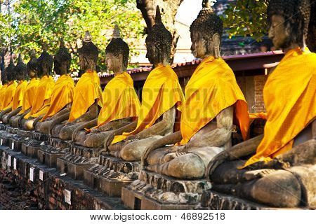Buddha Statues At The Temple Of Wat Yai Chai Mongkol