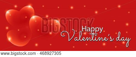 Happy Valentines Day Background With Glowing Hearts Vector Illustration
