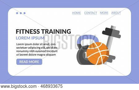 Website Landing On The Topic Of Sports And Sports Equipment.vector Flat Graphics