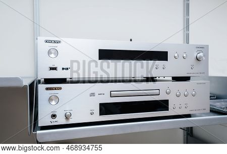 Paris, France - Dec 13, 2022: Hero Object Of Onkyo Ns-6170 Network Audio Player With Dsd Hi-res Audi
