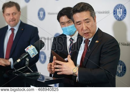 Bucharest, Romania - January 16, 2023: Kap-soo Rim, Ambassador Of Korea, Speak About A Donation Of M