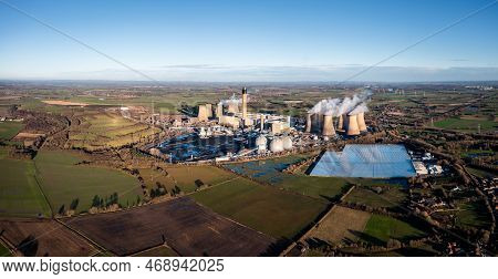 Drax Power Station, Uk - January 16, 2023.  An Aerial View Of Drax Power Station Near Selby In North