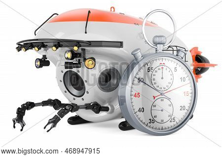 Bathyscaphe With Stopwatch. 3d Rendering Isolated On White Background