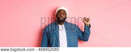Serious And Confident African-american Male Activist, Raising Fist, Support Black Lives Matter Blm M