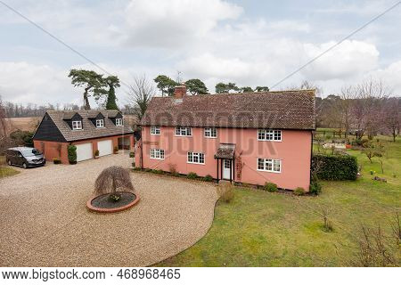 Cromwell Cottage, Kennett, Suffolk, England - March 1 2019: Substantial Detached Cottage Within Land