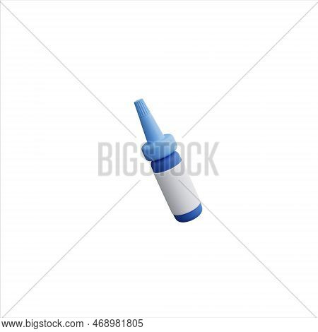 Eye Drop Or Ear Drop Bottle. 3d Render Icon Isolated White Background.