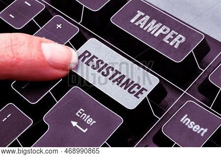 Handwriting Text Tamper Resistance. Word For Resilent To Physical Harm, Threats, Intimidation, Or Co