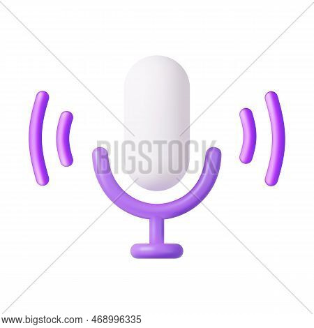 3d Podcast Microphone On Stand, Audio Equipment Icon. Professional Equipment For Audio Broadcasts An