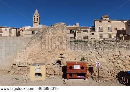 Biar, Alicante, Spain, January 14, 2023: One Of The Feeding Points Of The Controlled Feline Colony O