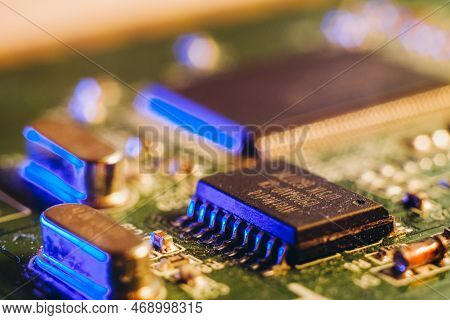 Shortage Of Chips In Car Manufacturing. High-tech Production Of Electronic Chips And Electronic Cont