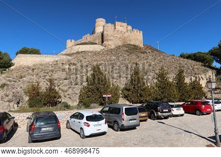Biar, Alicante, Spain, January 14, 2023: Parking In The Arab Castle Of Almohad Origin From The Xii C