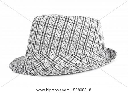 Monochrome Checked Hat For The Summer On An Isolated Background