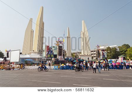 The Thai Protest Against The Government At Democracy Monument