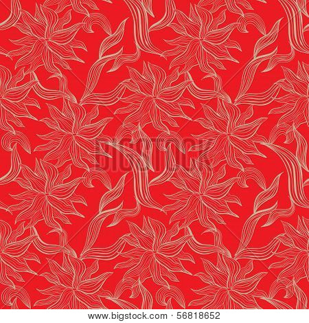 Red Seamless Pattern With Floral Ornament
