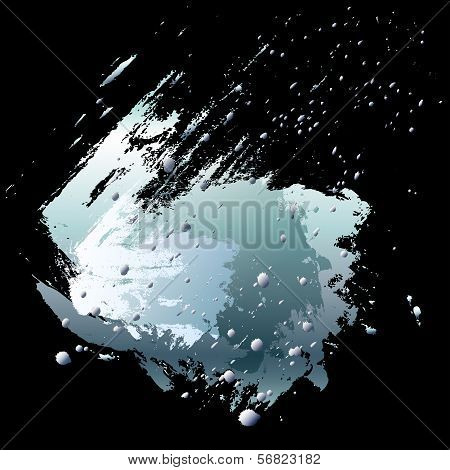 Abstract Design Element. Vector Brush Stroke And Paint Splashes. Silver.