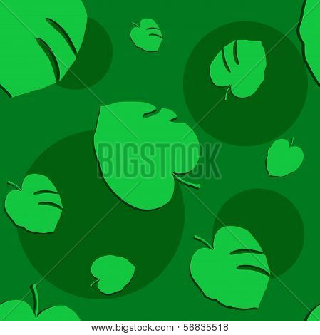 Green wallpaper with foliage