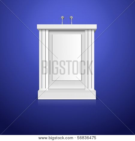 White tribune with microphone vector illustration