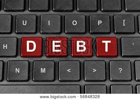 Debt Word On Keyboard