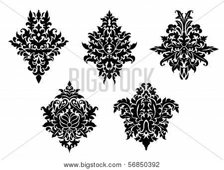 Set Of Five Different Foliate Arabesques