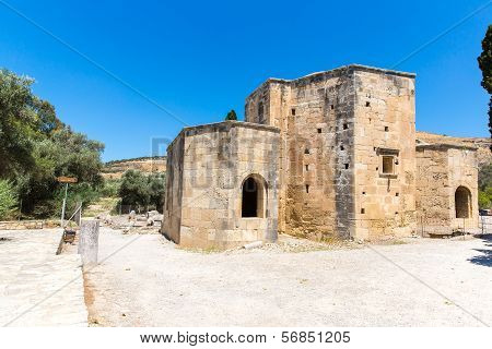 Monastery (friary) In Messara Valley At Crete Island In Greece. Messara - Is  Largest Plain In Crete