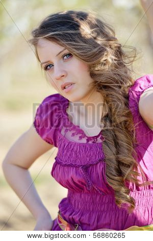 young beautiful woman portrait outdoor