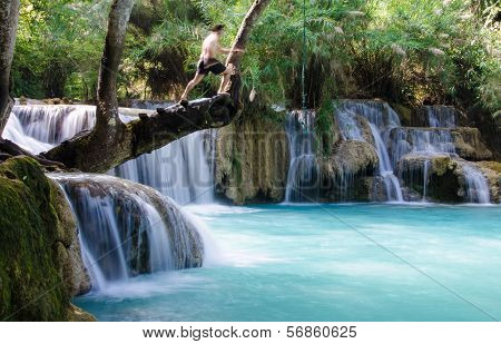 Tad Kwang Sri Waterfall , Luang Prabang Province, Loa.