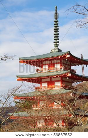 landscape from chureito pagada at Kawaguchiko city , japan