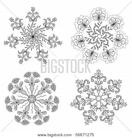 Set Of Stylized Flowers