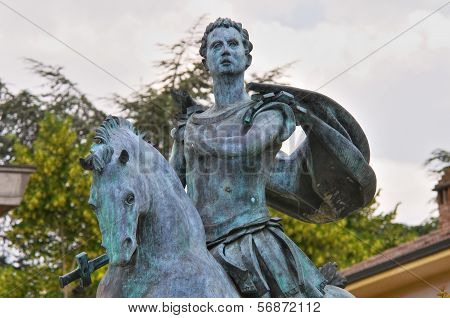 Statue of St. Antonino. Travo. Emilia-Romagna. Italy.