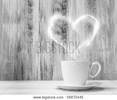 Mug Lovers White Cup Heart Shaped Balloon Wooden Background
