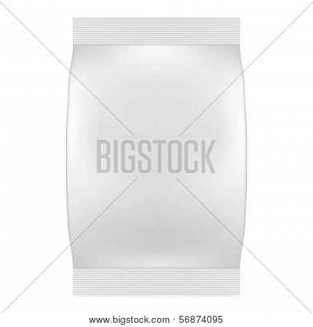 Blank White Bag Packaging For Wipes, Tissues or Food. Vector. Pr