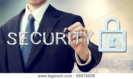 Security Key Lock With Businessman